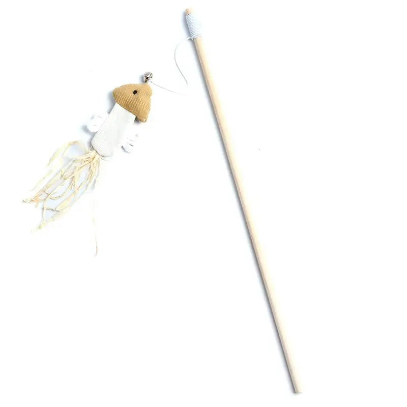 Colorful Feather Wand Toy – Interactive Wooden Rod for Cat Exercise