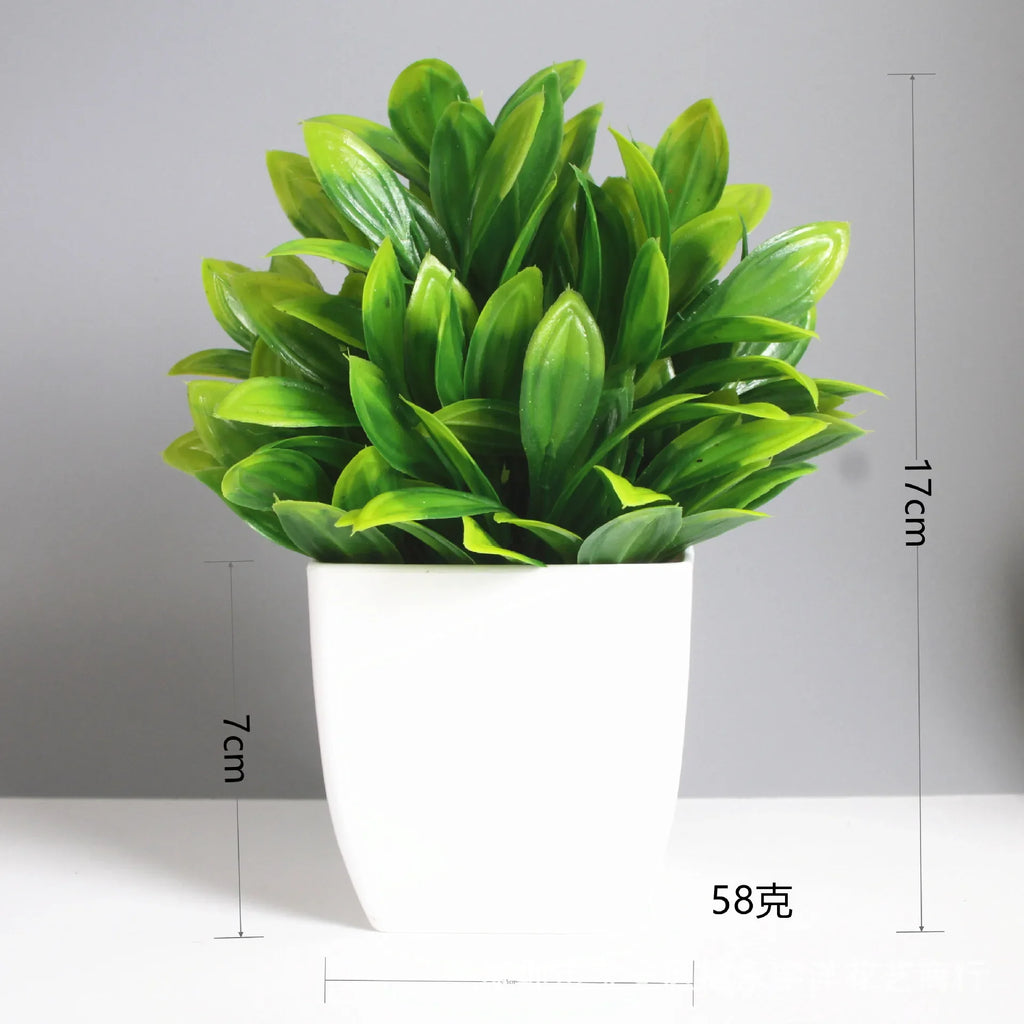 Artificial Potted Bonsai Tree – Realistic Green Plant for Home Office Decor