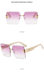 Oversized Rimless Square Sunglasses – Gradient Fashion Eyewear for Women