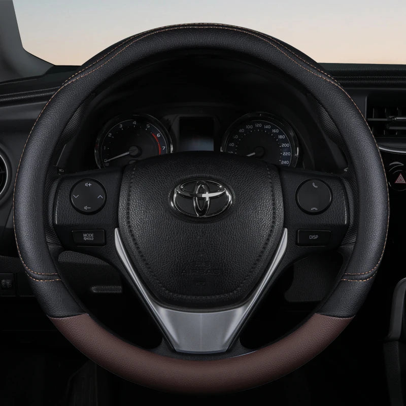 PU Leather Steering Wheel Cover – Non-Slip Grip for Universal Car Interior