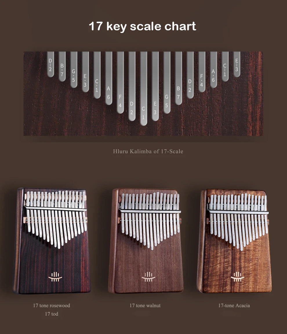 Hluru Wooden Kalimba – 21 Key Thumb Piano for Music Beginners and Education