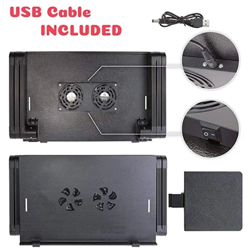 Aluminum Laptop Cooling Stand – Foldable Notebook Tray for Bed Office Desk