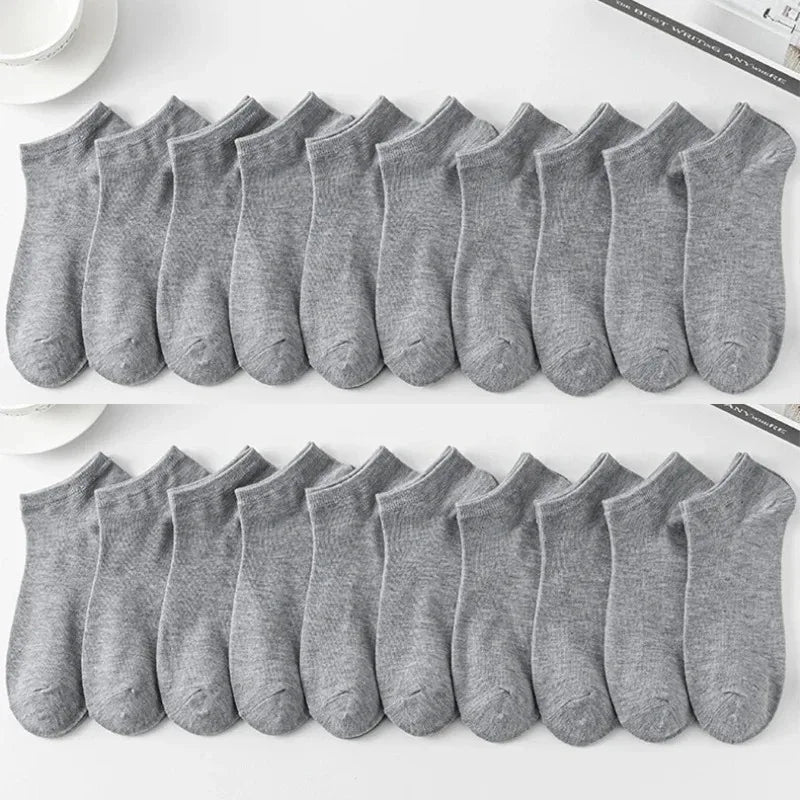 Men's Ankle Boat Socks – Solid Color Sweat-Absorbent Cotton for Business Sport