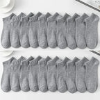 Men's Ankle Boat Socks – Solid Color Sweat-Absorbent Cotton for Business Sport