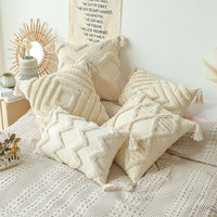 Cotton Tufted Cushion Cover – Decorative Tassel Pillowcase for Home Decor
