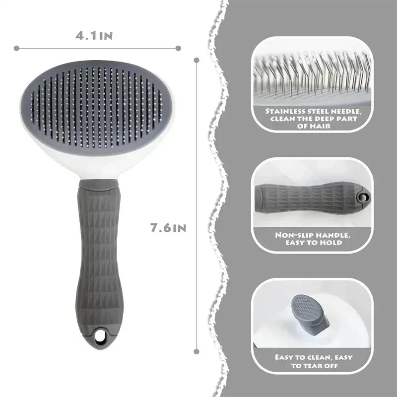 Self-Cleaning Pet Grooming Brush – Dematting Tool for Dogs and Cats