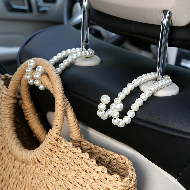 Pearl Car Headrest Hooks – Stainless Steel Hanger for Auto Seat Organization