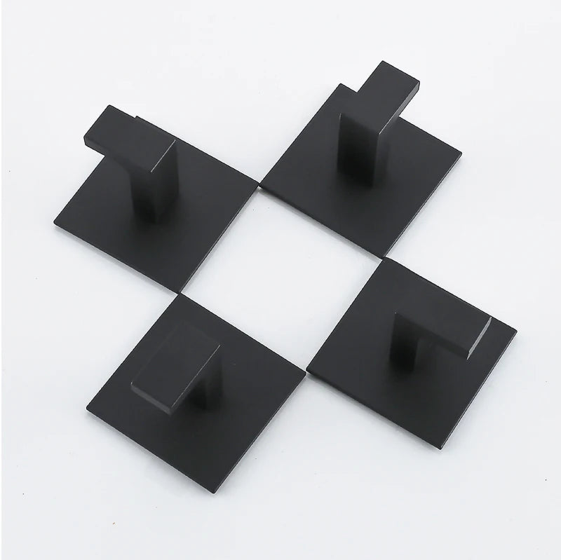 Adhesive Wall Hooks – Heavy Duty Black Hangers for Bathroom and Kitchen