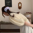Striped Elastic Hair Scrunchies – Red and Blue Fabric Accessories for Women