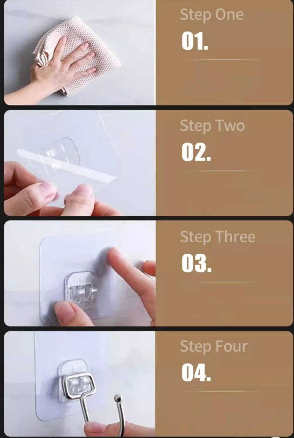 Transparent Adhesive Hooks – Heavy Duty Acrylic for Kitchen and Bathroom Wall