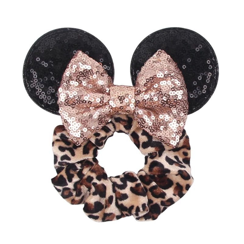 Velvet Sequin Mouse Ear Scrunchies – Elastic Hair Accessories for Kids Party