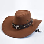 Faux Suede Western Cowboy Hat – Wide Brim Fedora for Party Cosplay