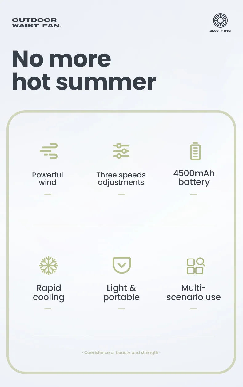 Portable Waist Clip Fan – Rechargeable Cooling Device for Outdoor Camping