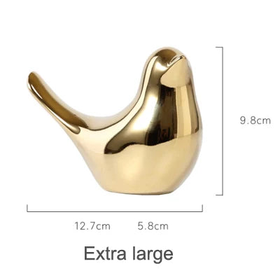 Nordic Gold Ceramic Bird Statue – Modern Animal Sculpture for Home Decor