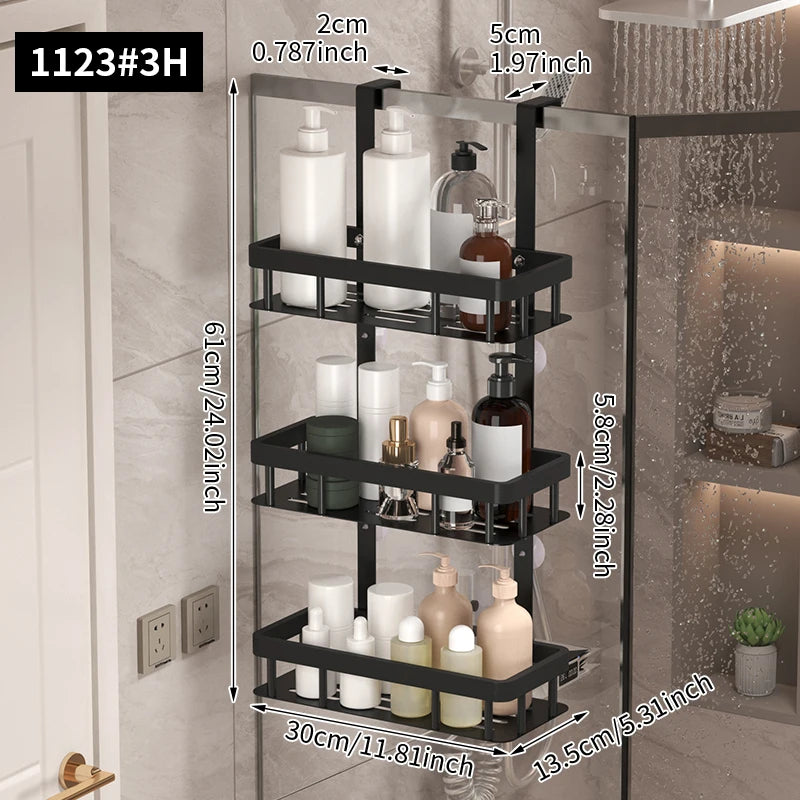 Three-Layer Wall Mounted Bathroom Rack – Shower Storage Organizer