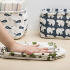 Foldable Cotton Linen Storage Basket – Small Desktop Organizer for Home
