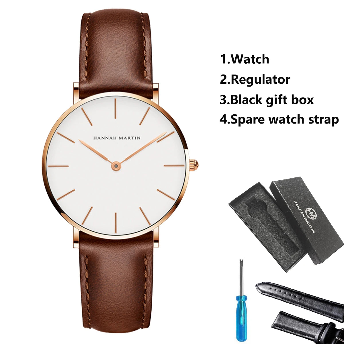 Ultra Thin Leather Wristwatch – Minimalist Dress Accessory for Women