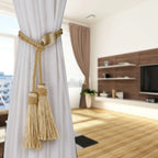 Gold Tassel Curtain Tiebacks – Braided Polyester Rope for Home Decoration