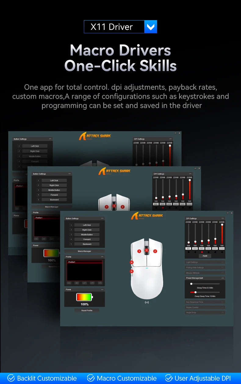 Attack Shark X11 Wireless Gaming Mouse – RGB Tri-Mode for PC Esports