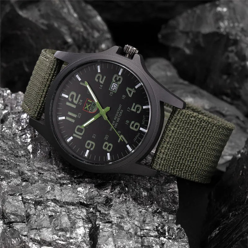 XINEW Nylon Band Quartz Watch – Military Casual Wristwatch for Men