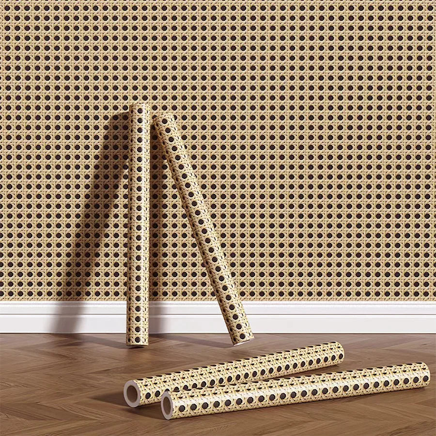 Honeycomb Grid Wallpaper – Luxury Chinese Retro Style for Home Decor