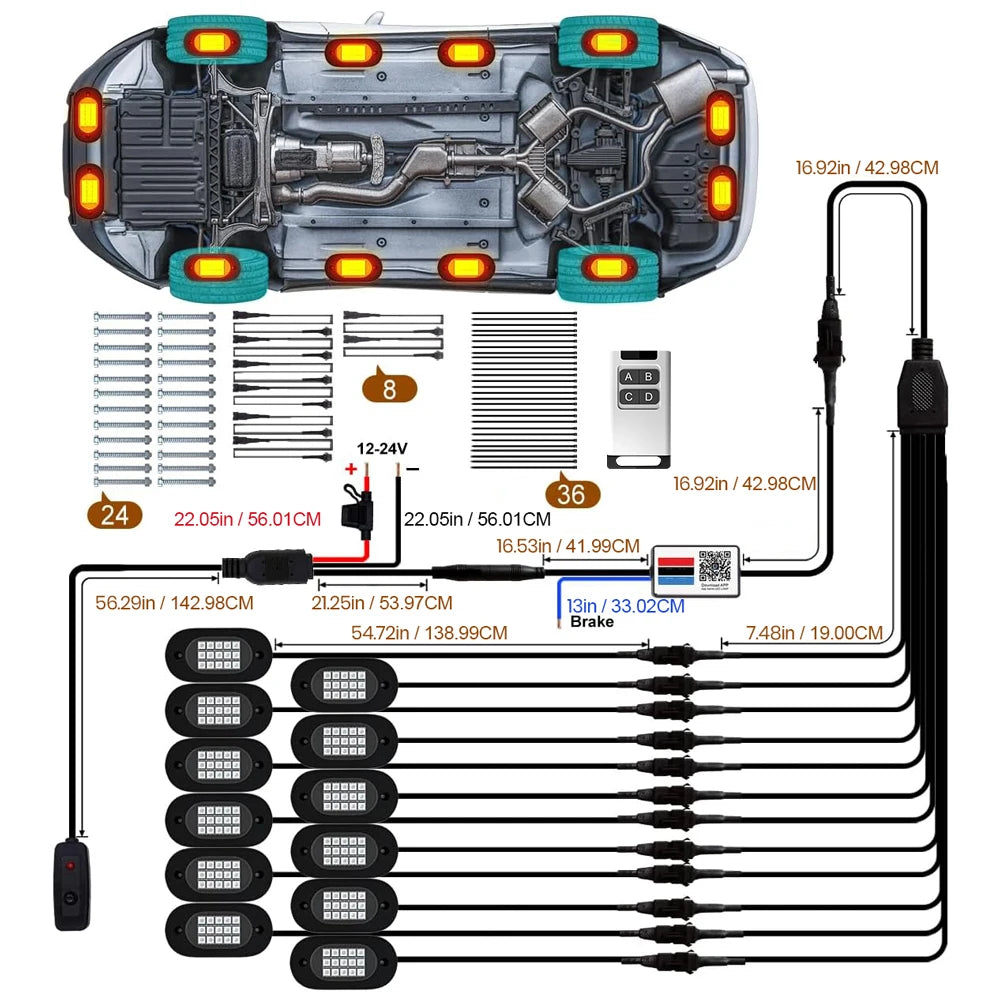 RGB LED Underglow Chassis Lights – Waterproof Exterior Decoration for Off-Road Trucks