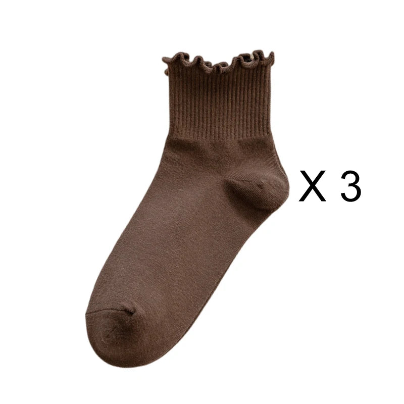 Ruffled Ankle Socks – Breathable Japanese Style Kawaii Hosiery for Women