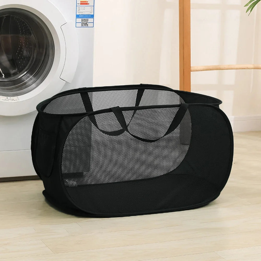Foldable Mesh Laundry Basket – Large Breathable Storage for Home Organization