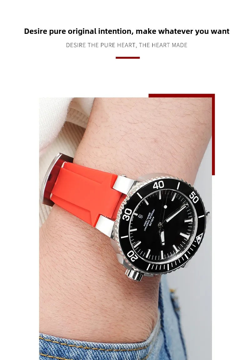 Rubber Watch Strap – Silicone Diving Band for Oris Aquis Series