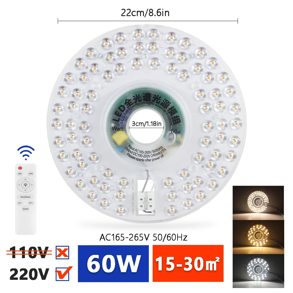 Round LED Ceiling Light Panel – Replacement Module for Home Lighting