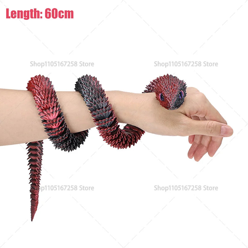 60cm 3D Printed Articulated Snake – Luminous Realistic Desktop Ornament