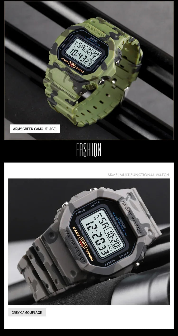 Digital Sport Watch – Multifunctional Retro Timepiece for Men