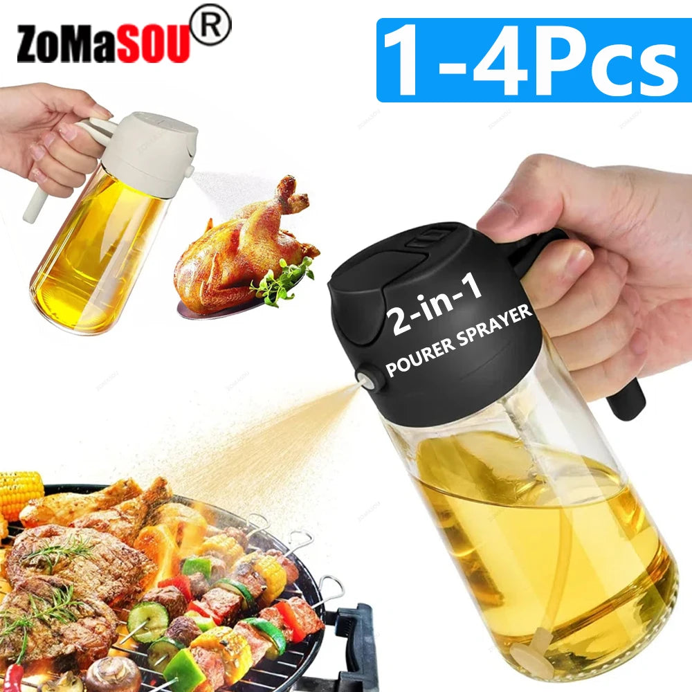 2-in-1 Oil Sprayer Dispenser – Plastic Kitchen Tool for BBQ and Cooking