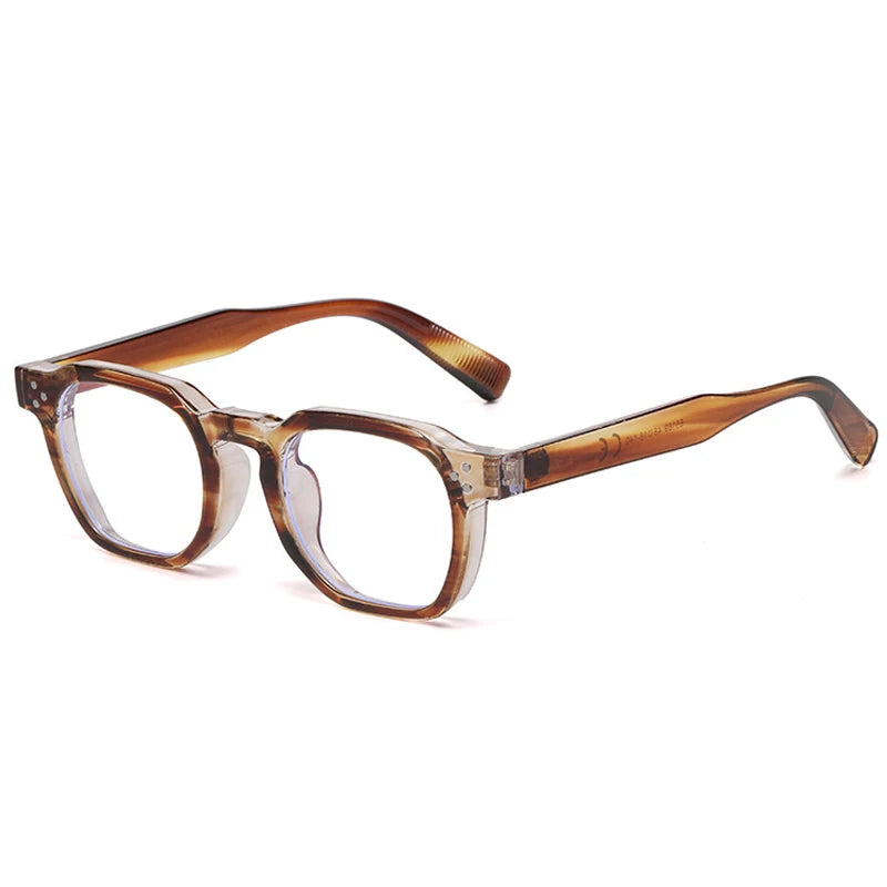 Vintage Rivet Oval Sunglasses – Leopard Anti Blue Light Frames for Men and Women