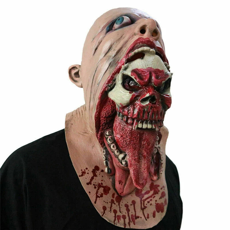 Bloody Skull Latex Mask – Double-Layer Horror Prop for Halloween Cosplay