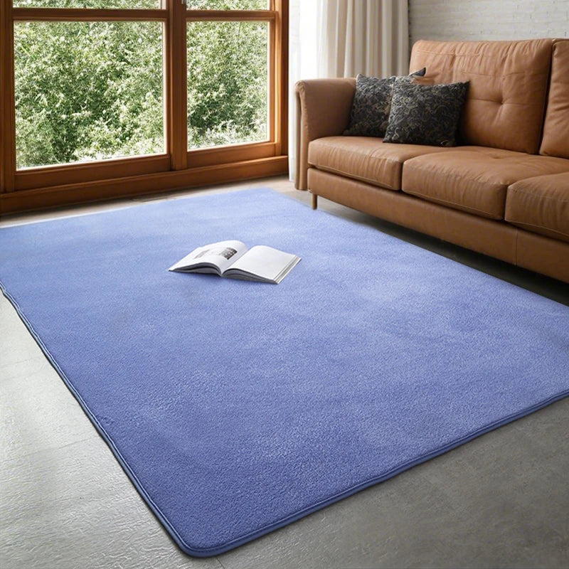 Coral Velvet Area Rug – Soft Rectangular Mat for Living Room and Bedroom
