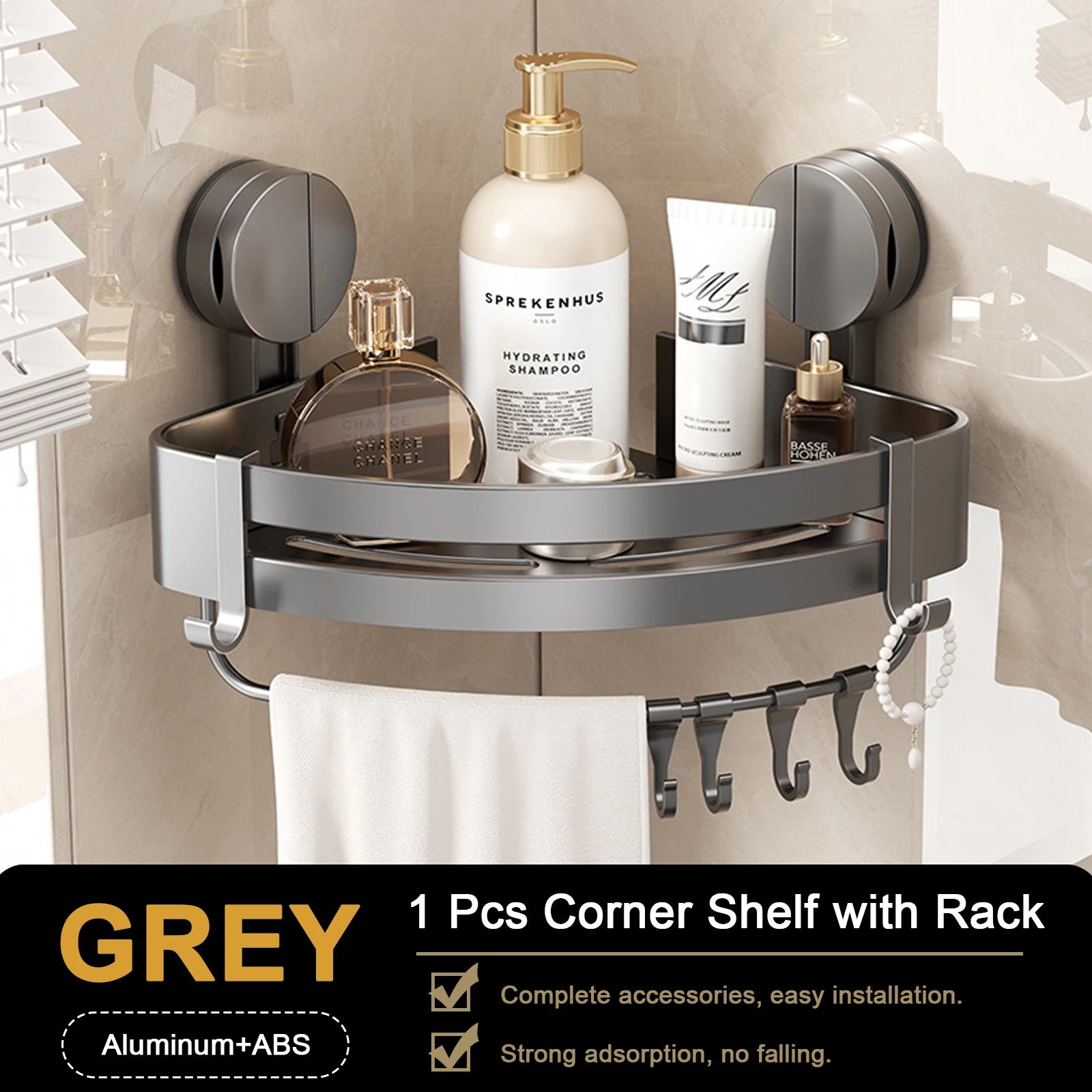 Bathroom Corner Shelf – Wall Mounted Shower Rack for Shampoo Storage