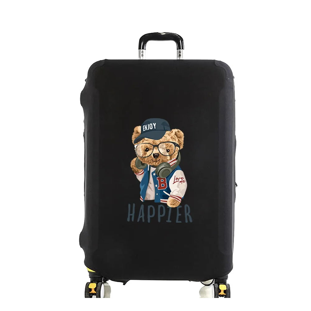 Bear Print Luggage Cover – Elastic Dustproof Suitcase Protector for Travel
