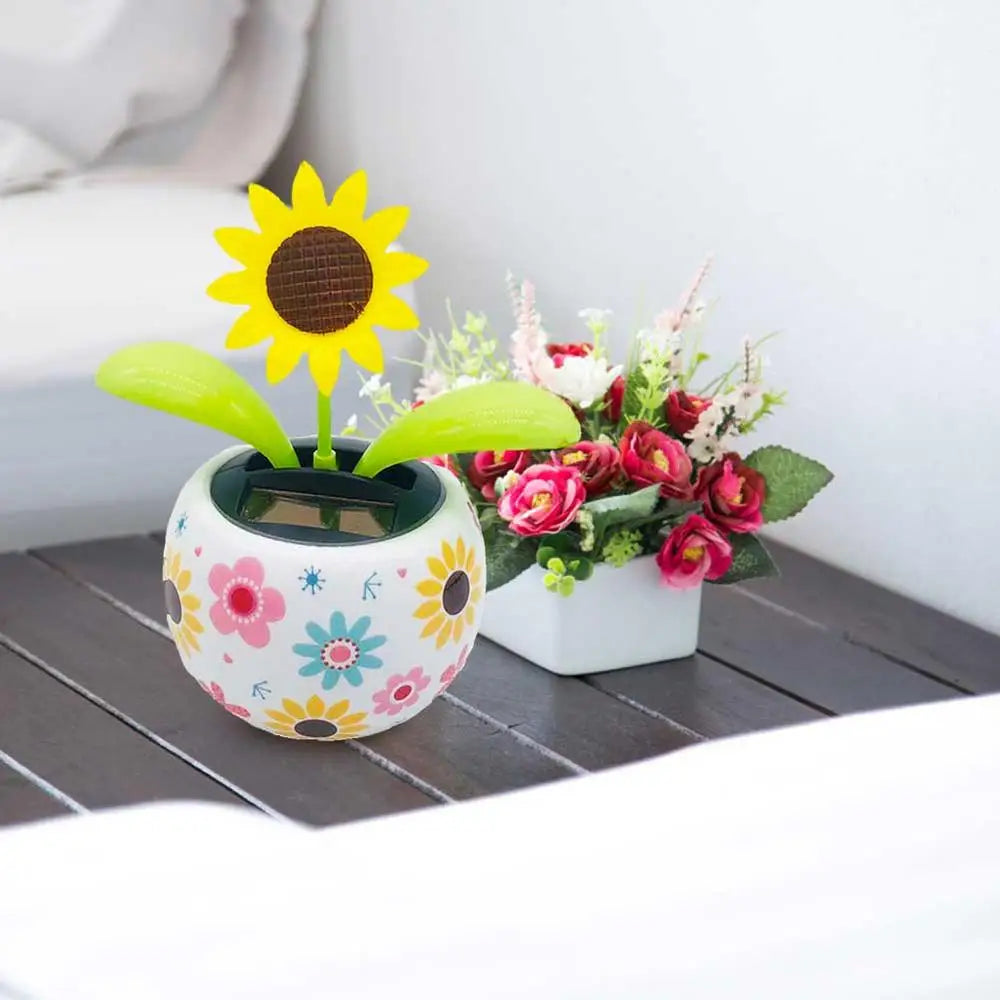 Solar Dancing Sunflower and Butterfly – Dashboard Figurine for Desk Decor