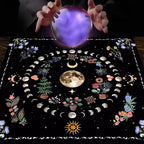 Moonlight Flower Tarot Tablecloth – Velvet Altar Mat for Witchcraft Rituals