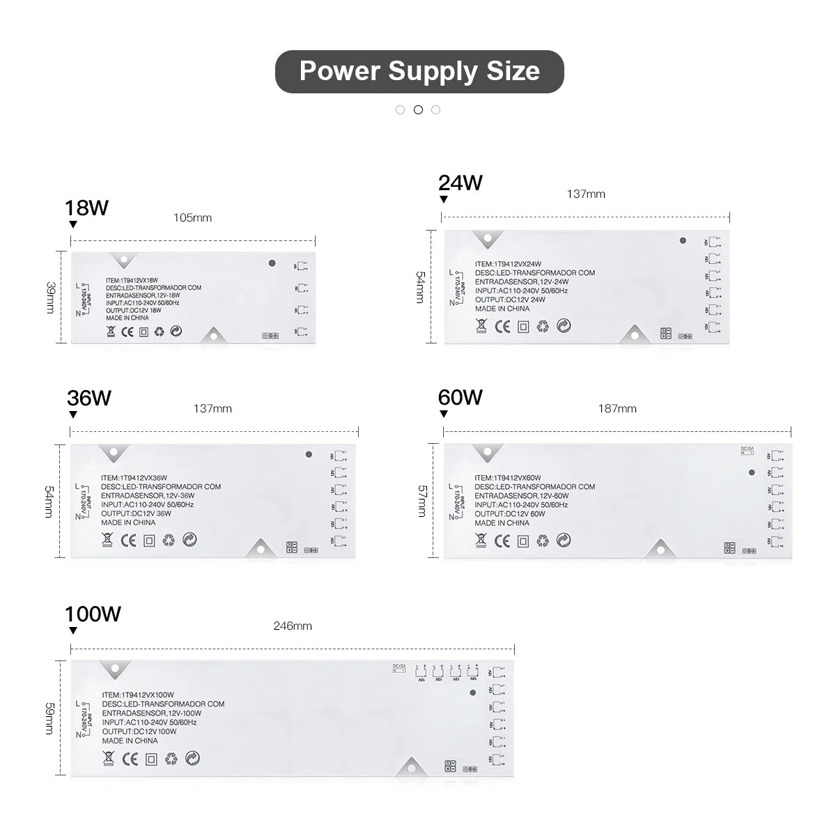 LED Transformer Power Adapter – Multi-Port Driver for Cabinet Lighting