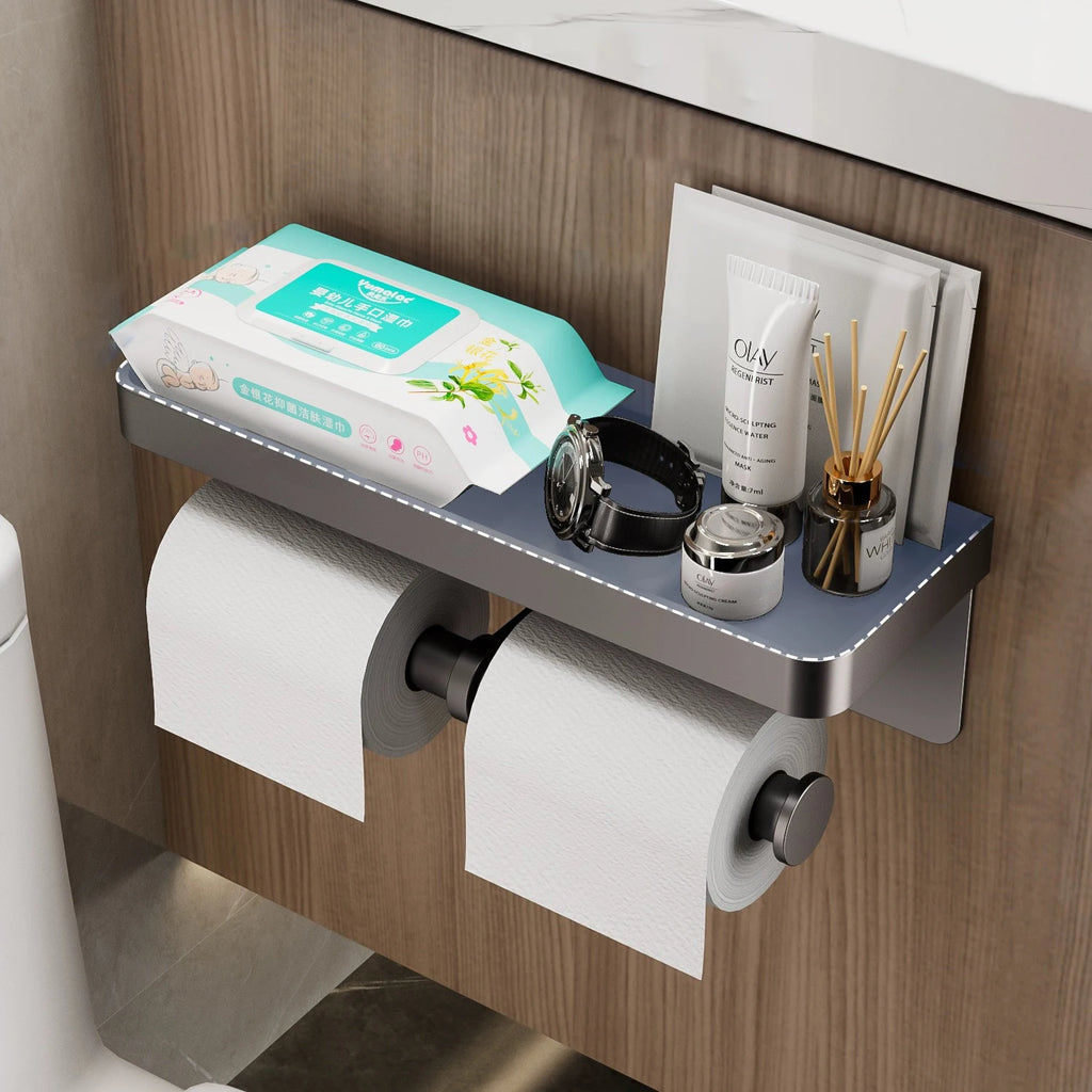 Aluminum Alloy Paper Holder – Wall-Mounted Rack for Bathroom and Kitchen