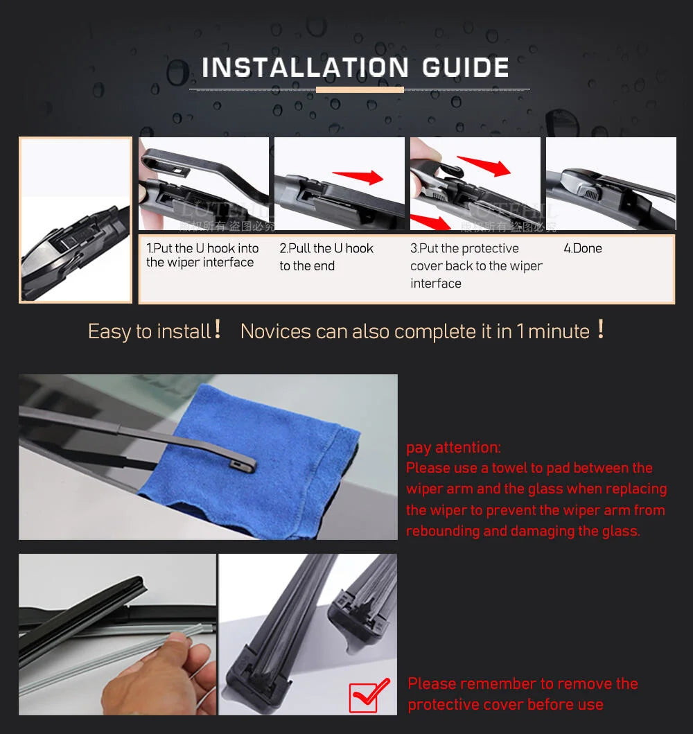 Front Wiper Blades – 26" and 23" Set for Honda Civic 8 European Hatchback