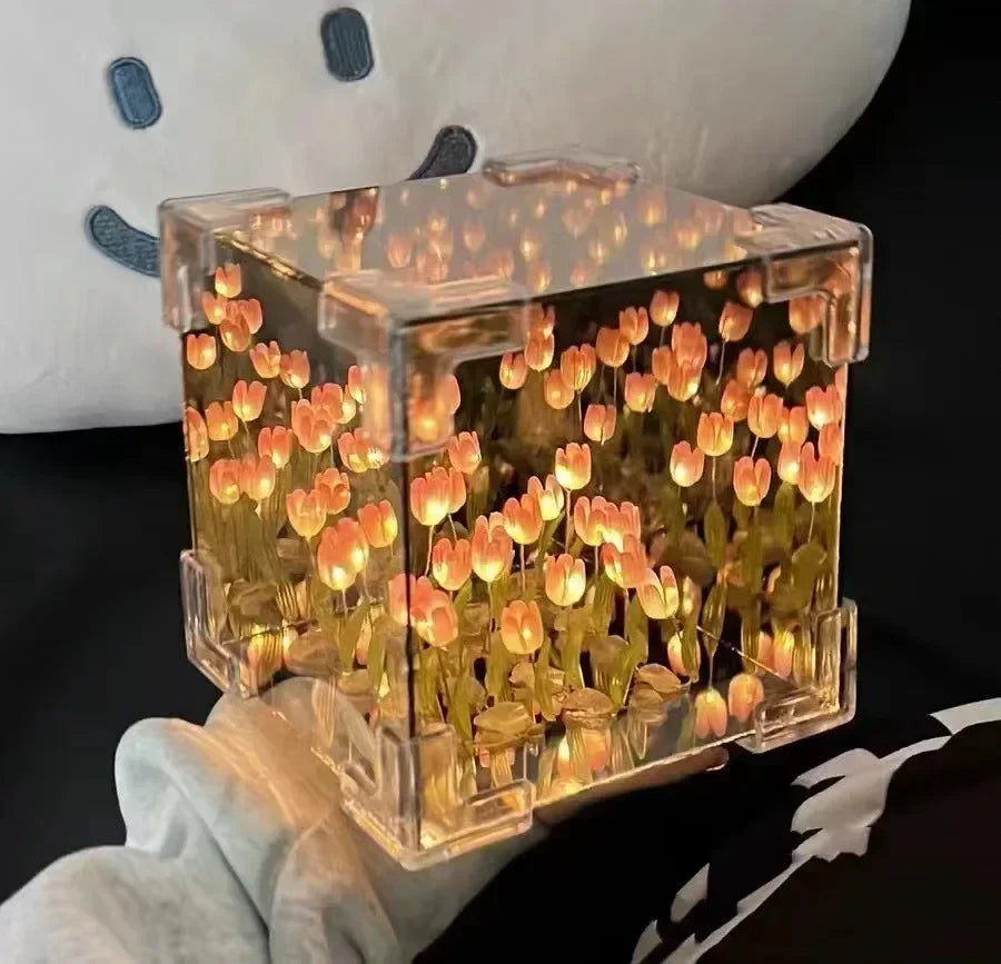 DIY Tulip Mirror Lamp – Handmade Floral Night Light for Bedroom Decor