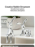 Long-Eared Rabbit Statue – Cartoon Resin Figurine for Home Desktop Decor