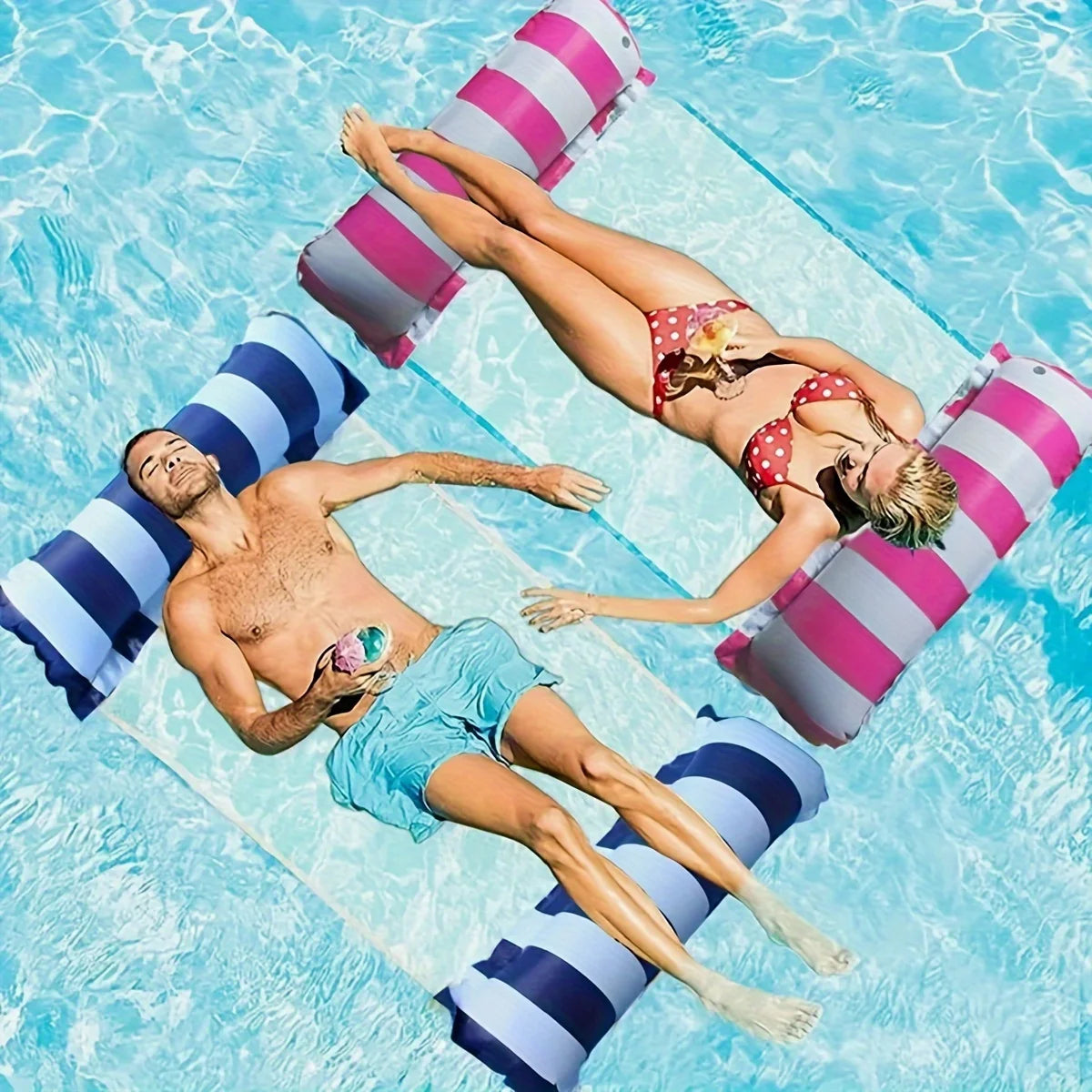 Striped Swimming Pool Lounger – Durable Sunbathing Mattress for Beach Parties
