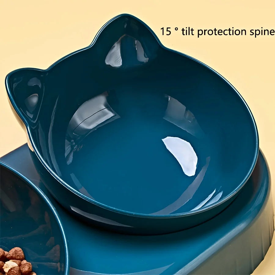 Tilted Cat Bowl Set – Gravity Water Feeder for Neck Protection