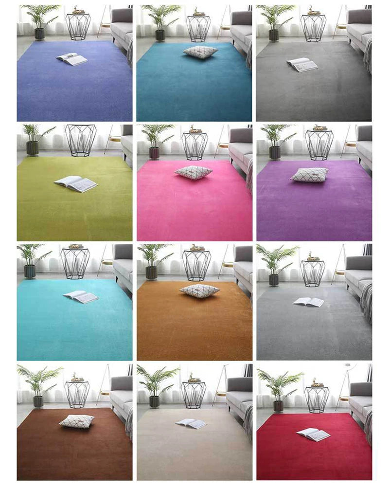 Coral Velvet Area Rug – Soft Rectangular Mat for Living Room and Bedroom