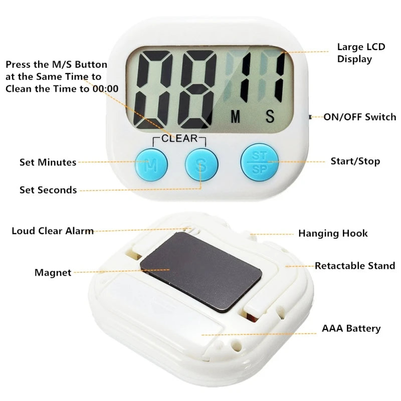 Digital Kitchen Timer – Magnetic Countdown Clock for Cooking and Classroom