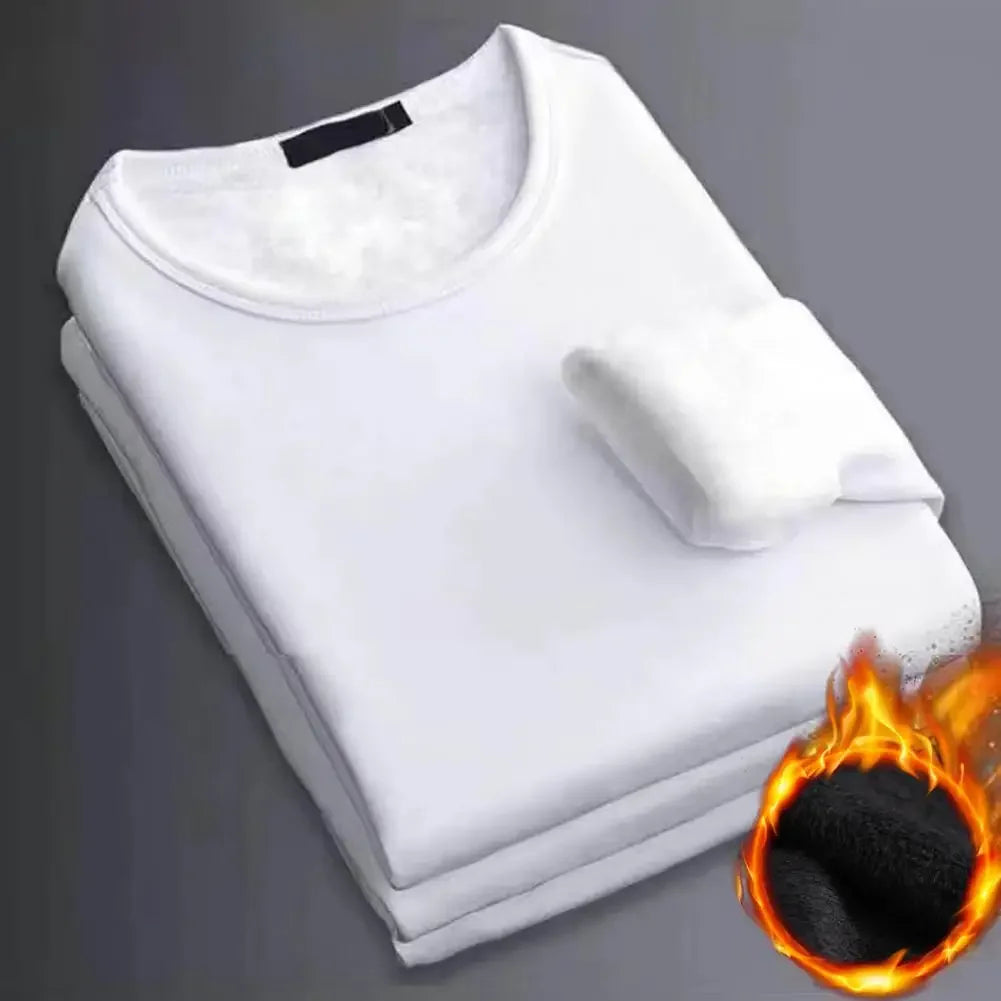 Thermal Fleece T-Shirt – Men's Long-Sleeved Velvet Padded Base Layer for Winter